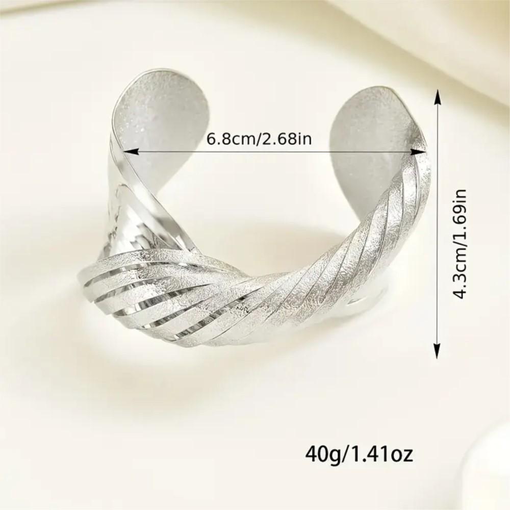 Vinatge Matte Twisted Line Design Cuff Bangle for Women Men Hip Hop Style Bangles Versatile Daily Wear Jewelry Gifts