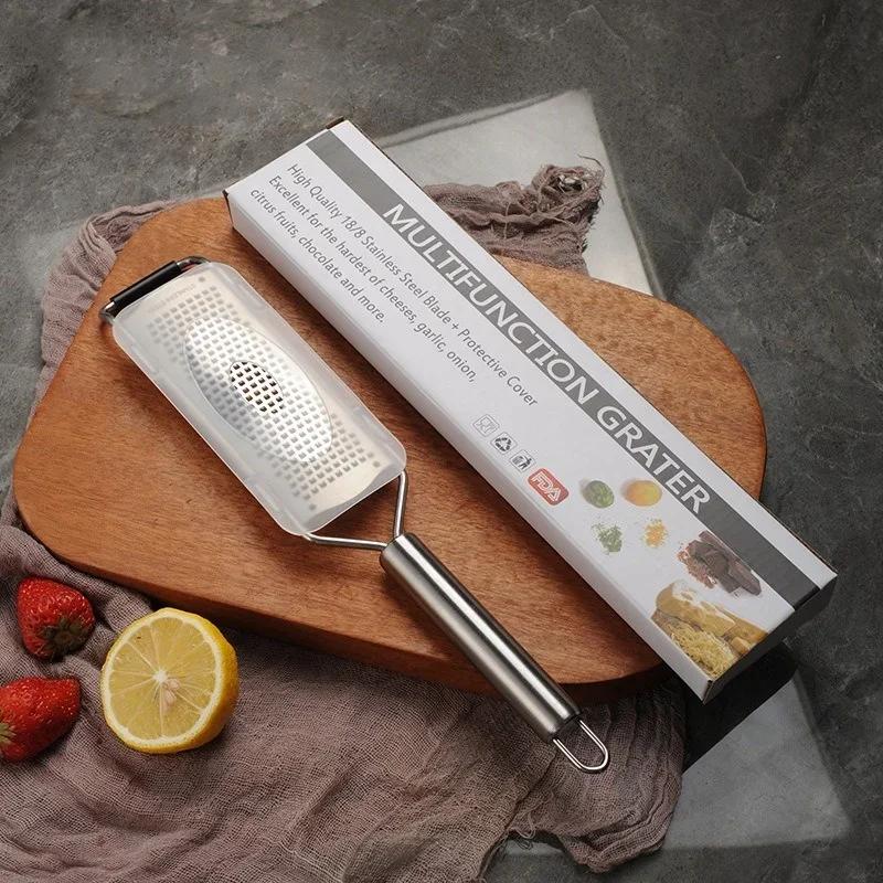 Handheld 304 Stainless Steel Cheese Grater Multifunction Lemon Potato Ginger Garlic Planer Slicer with Lid Kitchen Gadget