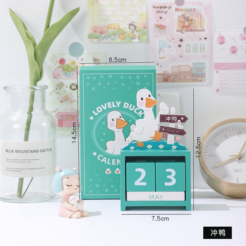 Creative Wooden Perpetual Calendar Desk Block  Calendar Month Date Display with  GIft Box  Home and Office Decor Accessory