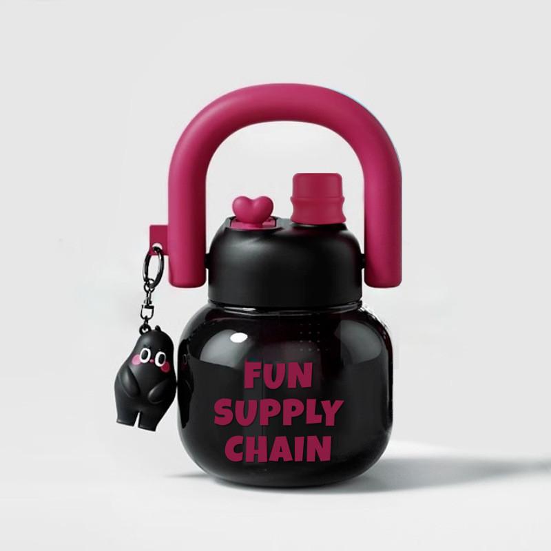 

Drink Double 650ml Large Capacity Plastic Thermos Cup Gift Water Cups Fashion Plastic Black