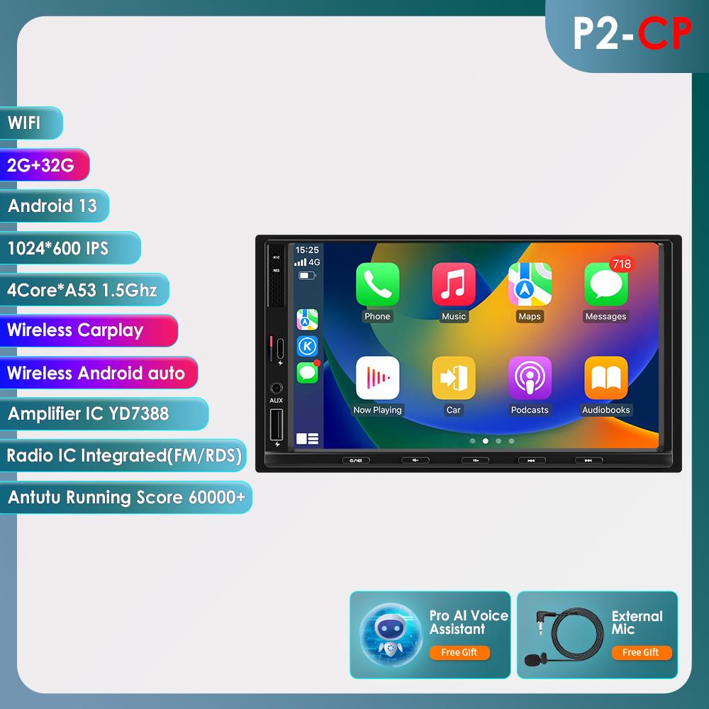 

Hizpo AI Интеллектуальная система для Универсального 7-дюймового автомобильного радио Мультимедийный видеоплеер GPS Carplay Android Auto 4G 2 Din 2din Авторадио BT android радио P2CP 4Core 2G 32G AI