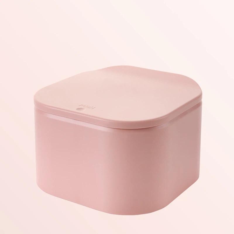 

Mini Press Type Pop-up Trash Can Plastic Solid Color Nordic Style Small Covered Trash Can Living Room Table Office Desk TrashCan рожевий
