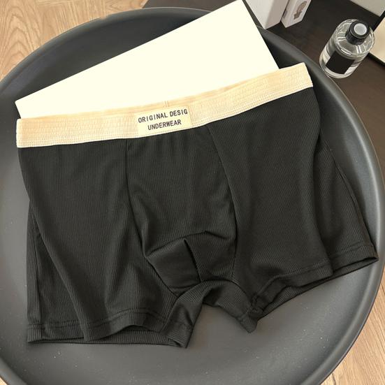 Men Boxer Underwear Mid-rise High Elasticity Shorts Panties Letter Print U-Convex Breathable Underwear Daily Wear