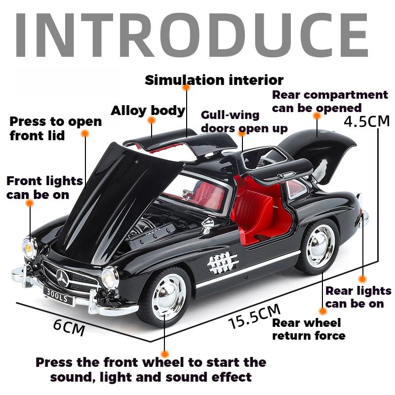1:32 Mercedes Benz 300SL Classic Sports Racing Car Diecast Model Car Alloy Outdoor Collections Ornaments Decorations Hobbies Boy