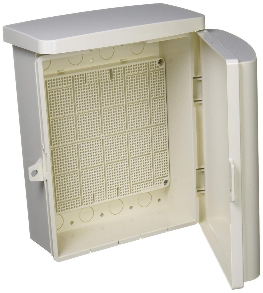 Mirai Industry Plastic Rainproof Box, Wall Box, Type D, Horizontal, High-Grade, Integrated Roof, 278 x 229 x 113 mm, Milky White, 1 Box, WB-11DHM