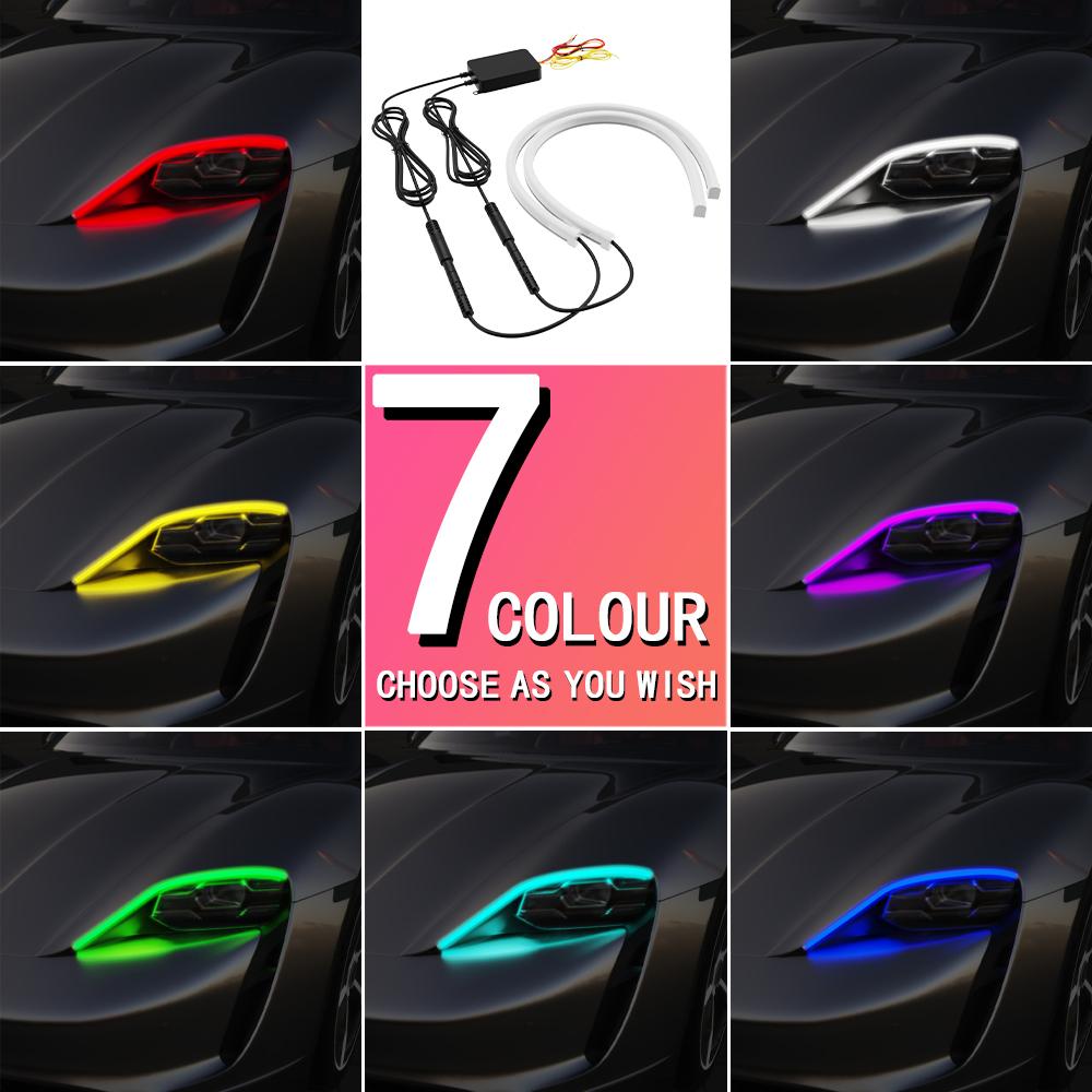 RGB Led DRL Strip Car Daytime Running Light Car Headlights Flowing Turn Signal Lights 9-30V APP/Remote Control Auto Accessories