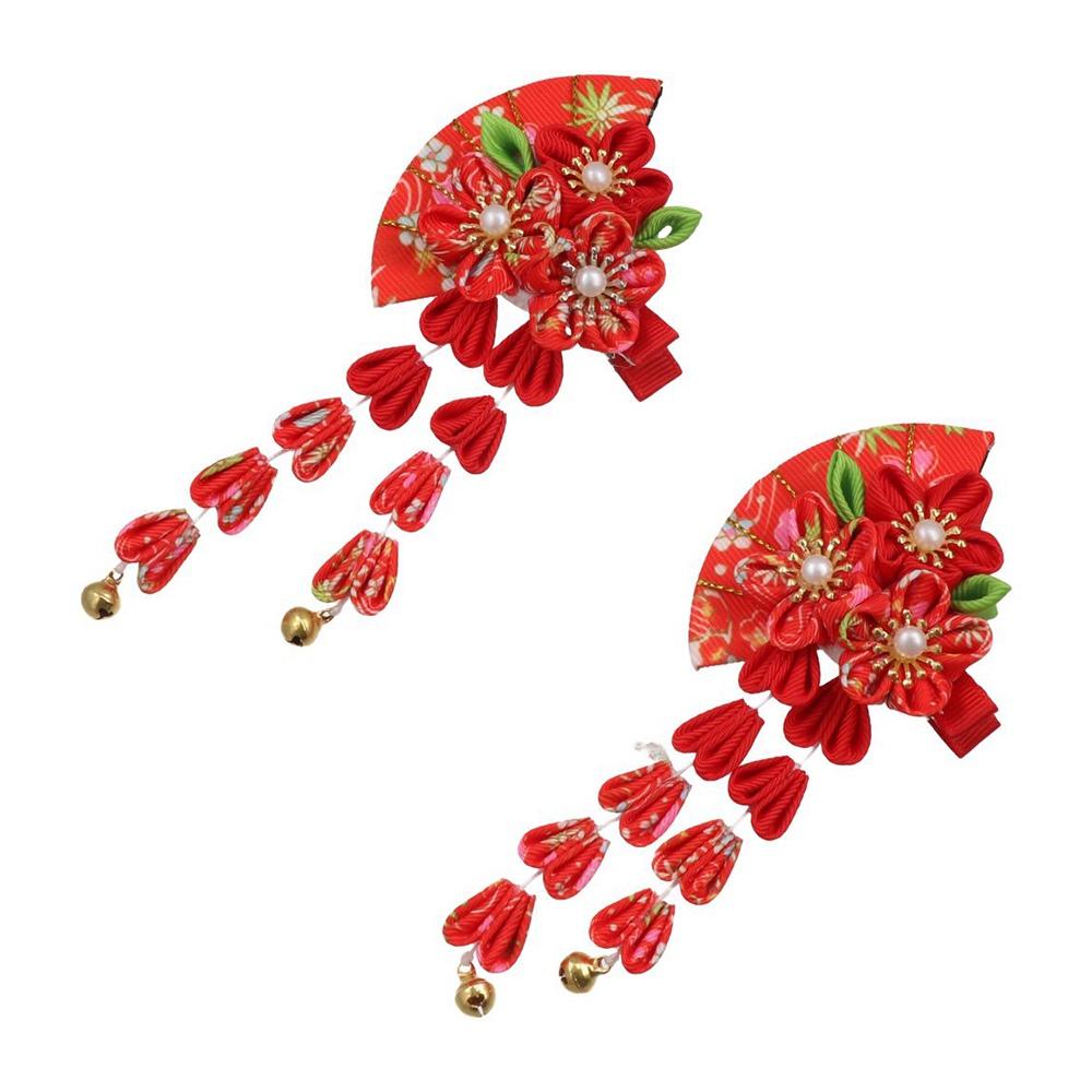 Sakura Tassel Fan Hairpin Tassels Kimono Hair Clip All-match Japanese Kimono Headwear  Girls