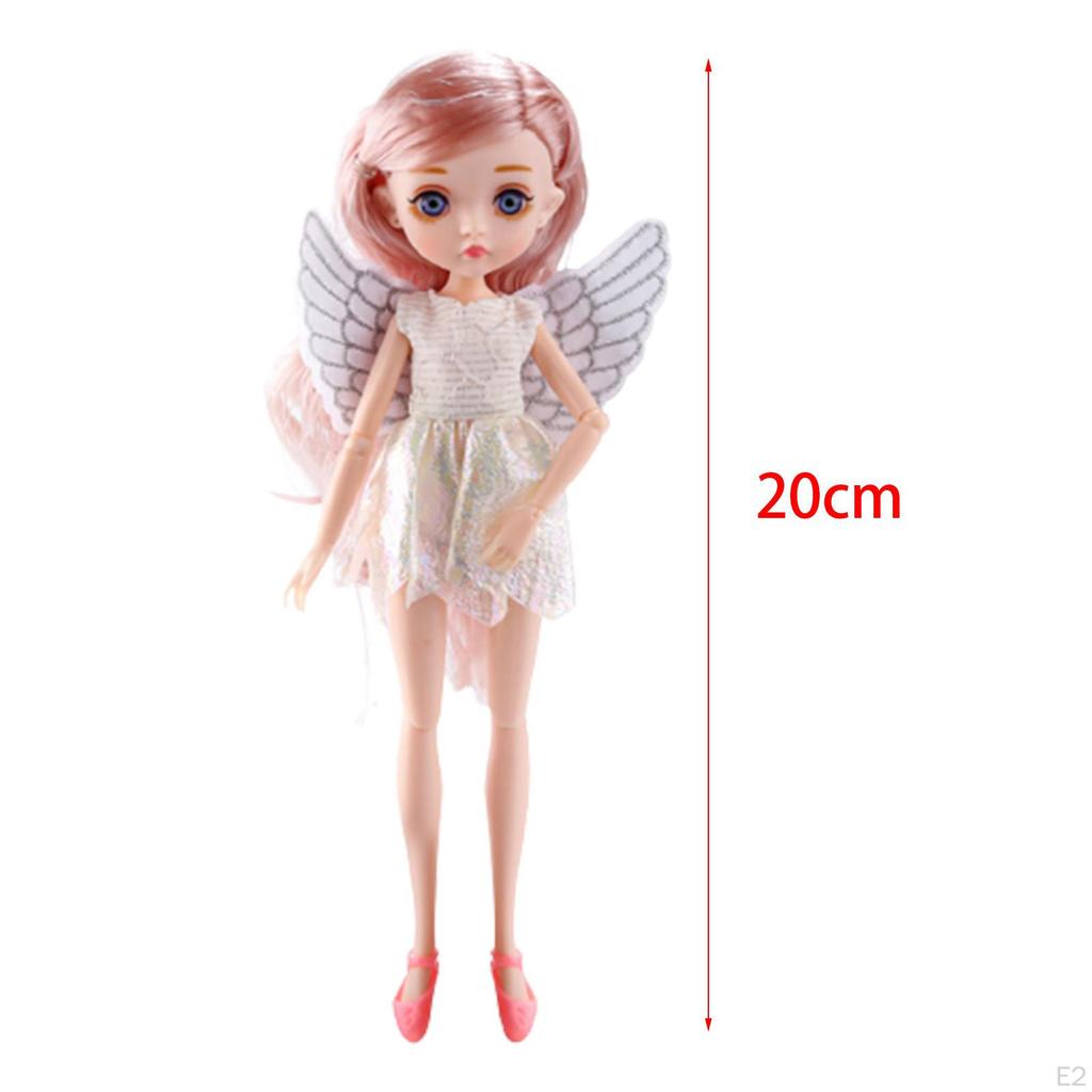 8" Mädchenpuppe Kugelgelenkig DIY Spielzeug mit Komplettset Kleidung Schuhe Make-up 9 Bewegliche Gelenke Engel