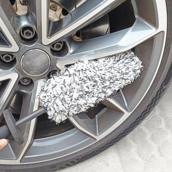 Tire Cleaning Brush Wheel Cleaning Tool 42cm Microfiber Car Wheel Brush Soft Synthetic Fiber Rim And Tire Cleaner Multi-Functional Car Wash Brush