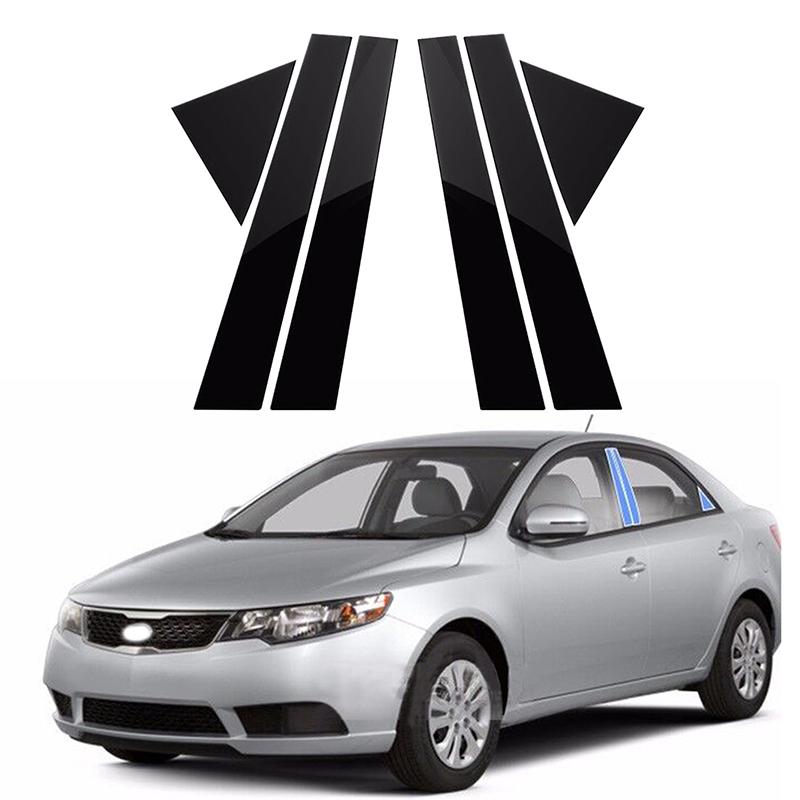 6Pcs Window Door Trim Panel Car Pillar Posts Stickers Exterior Column Decoration For Kia Forte K3 Cerato 2009 2010 2011 2012