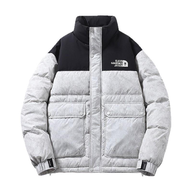 Men's Trendy Color Block Stand Collar Down Jacket - Warm & Stylish Winter Coat