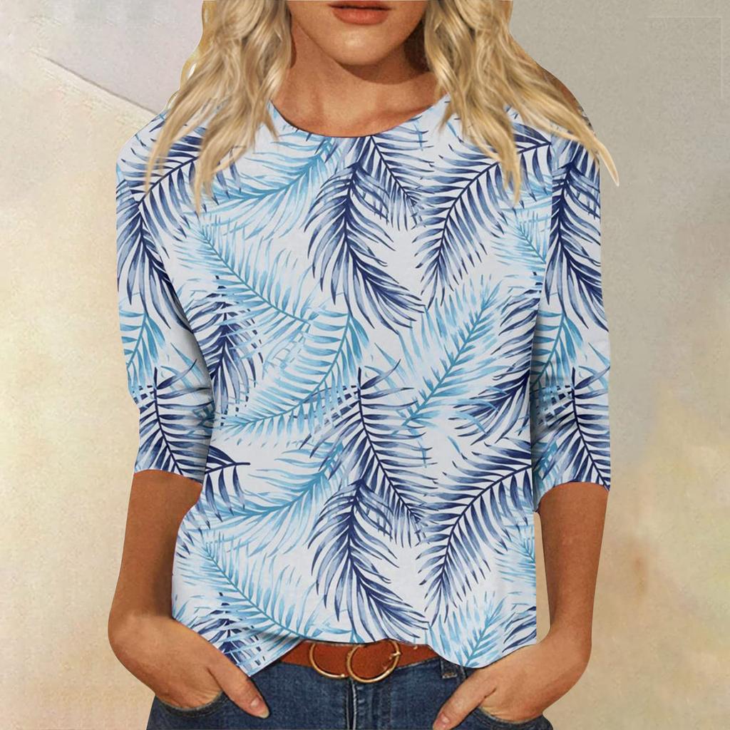 Vår och Höst Rundhals Blommönster 3D Kreativ Personlig Färgglad Tryckt Topp Trendig Casual Långärmad Dam T-shirts