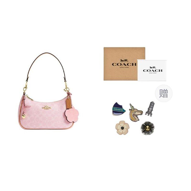Coach Teri Kunstlederen Crossbody Tas, Schoudertas Medium Dames Kersenbloesem Roze CEA20- One Size 5 beige
