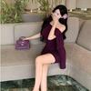 Asymmetrical Off-Shoulder Dress: Women's Summer Ribbon Short Sleeve Slimming Bodycon Mini