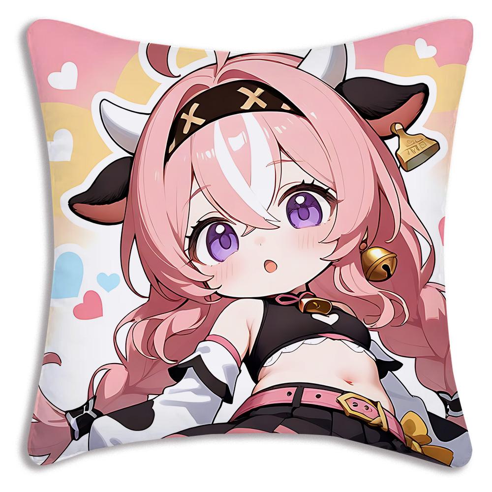 Hot Anime Genshin For V-Varesa Pillow Covers Cartoon Sofa Decorative Home Double-sided Printing Short Plush Cute Cushion Cover