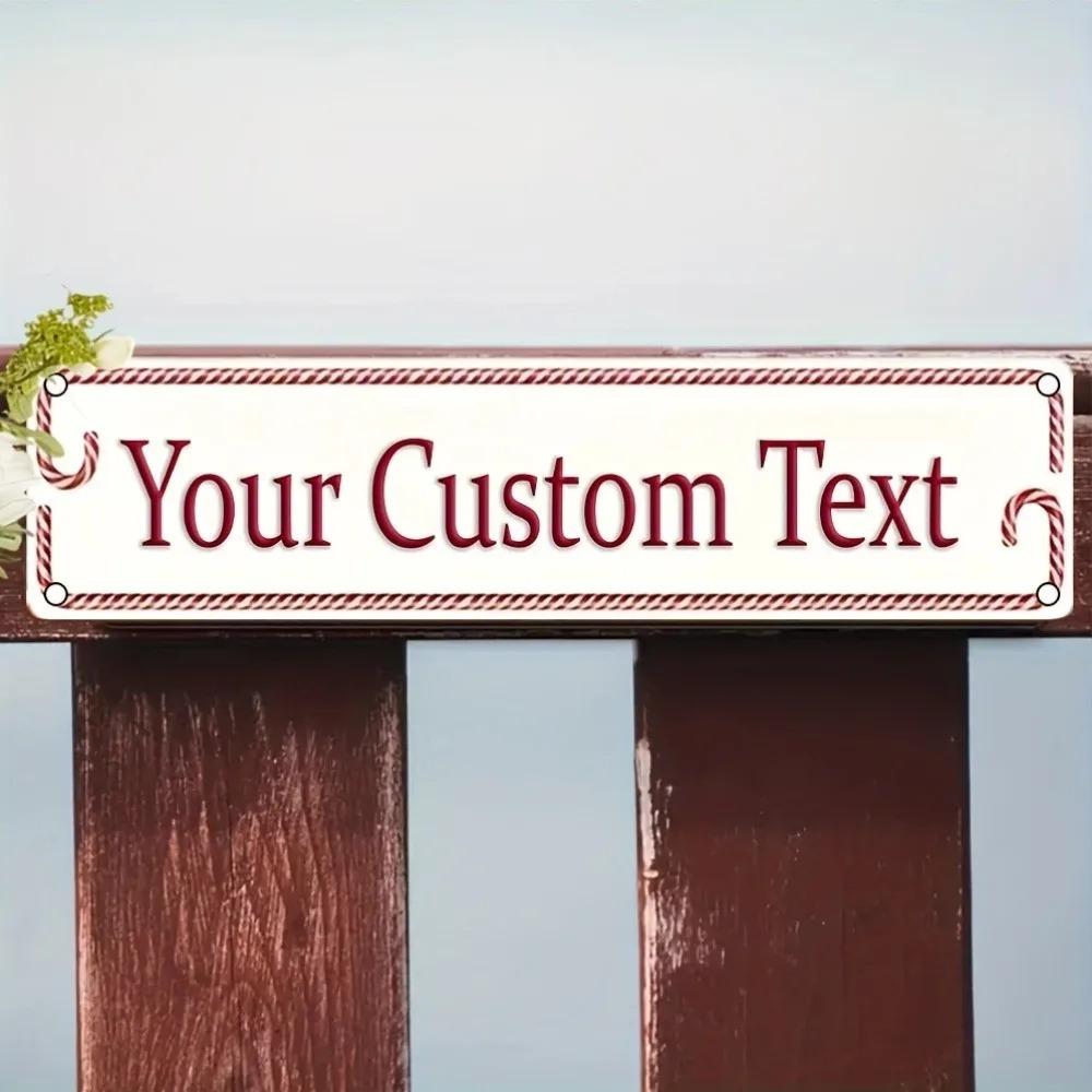 16x4In 2D Flat Classic Santa Aluminum Sign Custom Text Christmas Wall Decor