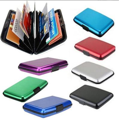 Glossy Multicolor Waterproof Pocket Wallet Business ID Card Holder Cash Organizer Aluminum Alloy Shell + Plastic Liner