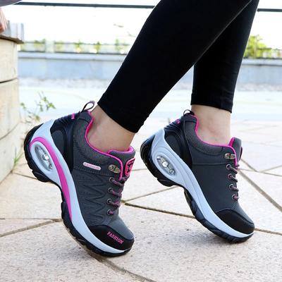 Women Sports Shoes Autumn New Solid Color Casual Sports Shoes Women Breathable Thick-soled Shoes Tennis Lace-up Training Shoes