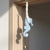 Rustic Style Seahorse Wind Chime Hand Carved Mediterranean Car Seahorse Hanger Marine Themed Handcrafted Wooden Door Chimes