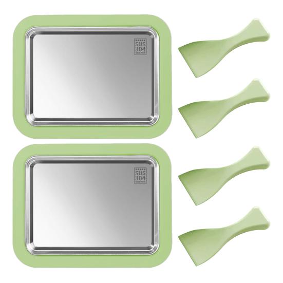 

Yousheng 2Pcs Ice Cream Maker Pan with Scrapers Rolled Ice Cream Maker Yogurt Freezer Pan Quick Freezing Dessert Maker for Beginners 2pcs зелений