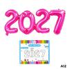 16 Inch Multicolor 2027 Number Balloons Crown Foil Inflatable for New Year Birthday Party Decoration