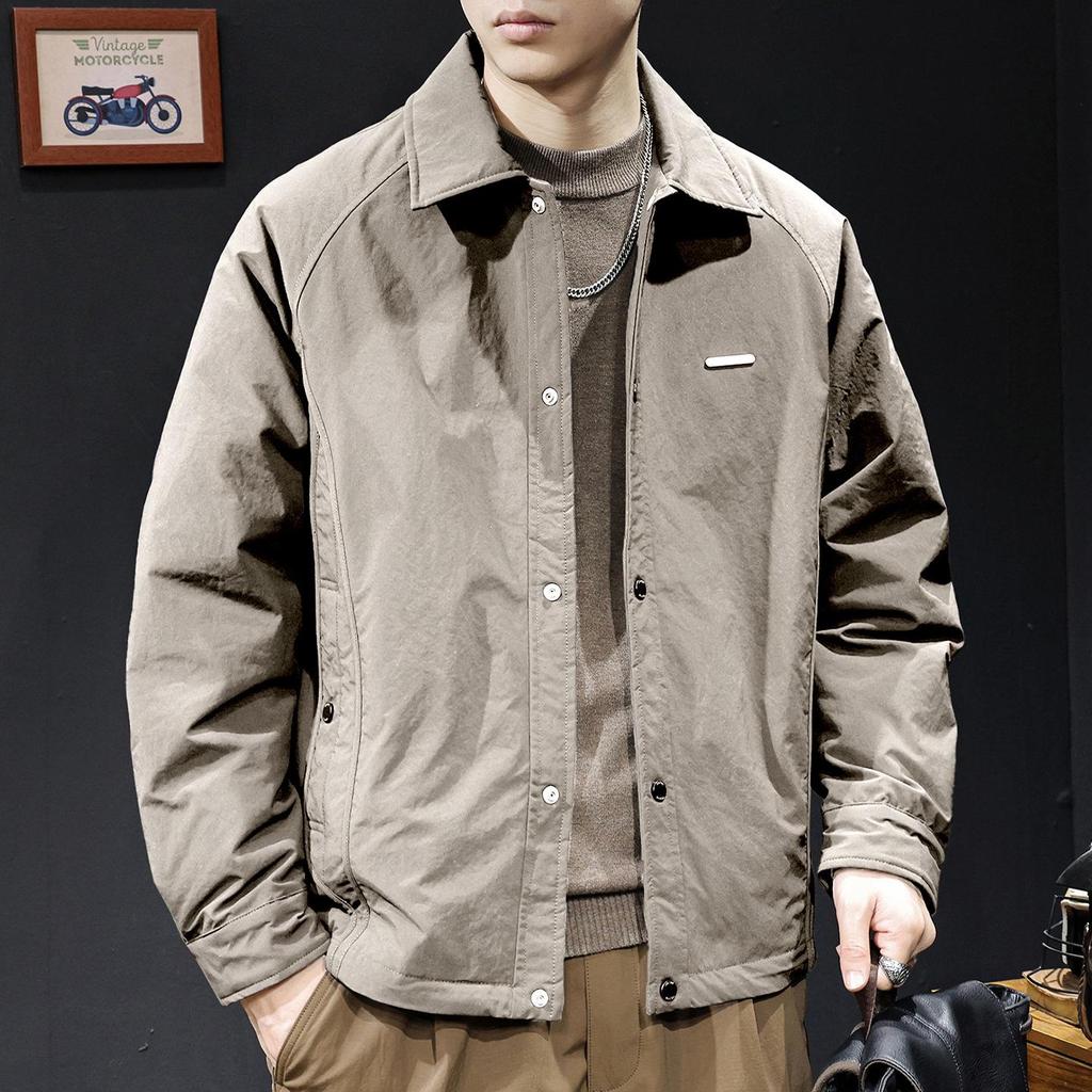 Men's Lightweight Warm Down Jacket - Autumn/Winter 2025: Trendy Versatile Lapel Coat, Plus Size Available