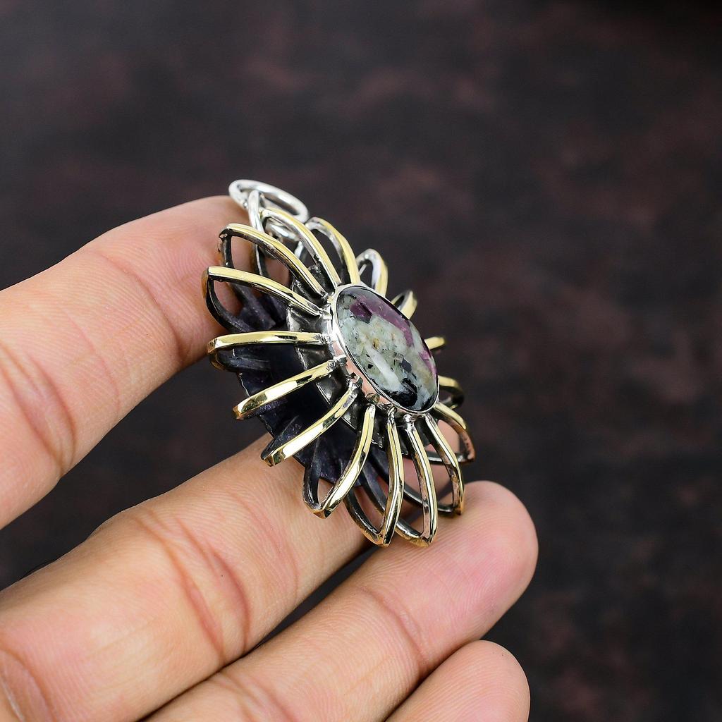 Eudialyte Pendant Gemstone Handmade Jewelry 925 Sterling Silver Pendant 18K Gold Plated Pendant Cage Jewelry Amazing Pendant Gift For Mother