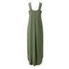 Fashion Women Casual Cross Neck Loose Print Pocket Long Dress Sleeveless Open Dress