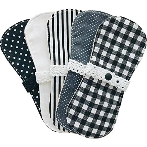 Sweet Cotton Cloth Pads for Discharge, Minina Liner, 5 Pads, Made In Japan (Petit Monotone)