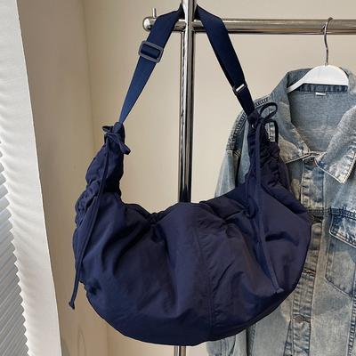 Commuter Crossbody Bag Pleated Pendant with Crescent Vagrant Bag Shoulder Bag Women's Nylon Fabric Dumpling Bag Large Capacity Crescent Bag