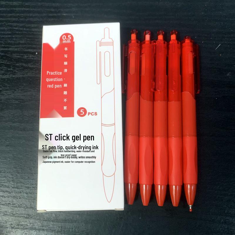Press-Type Quick-Dry 0.5mm White Pen - Ideal for Students & Exams, Black Ink, Neutral ST Head, Perfect for Signing & Practice