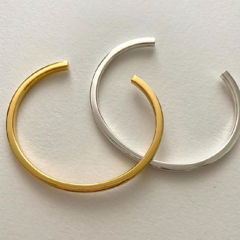 Buyee 925er Sterlingsilber Klassisches Damenarmreif Kreis Poliert Schlicht Offener Armreif für Damen Herren Mode Feiner Schmuck Armreif