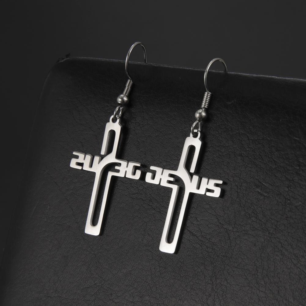Cazador Christian Jesus Cross Dangle Earring for Women Stainless Steel Jewelry Drop Earrings Mother Day Mother Gift