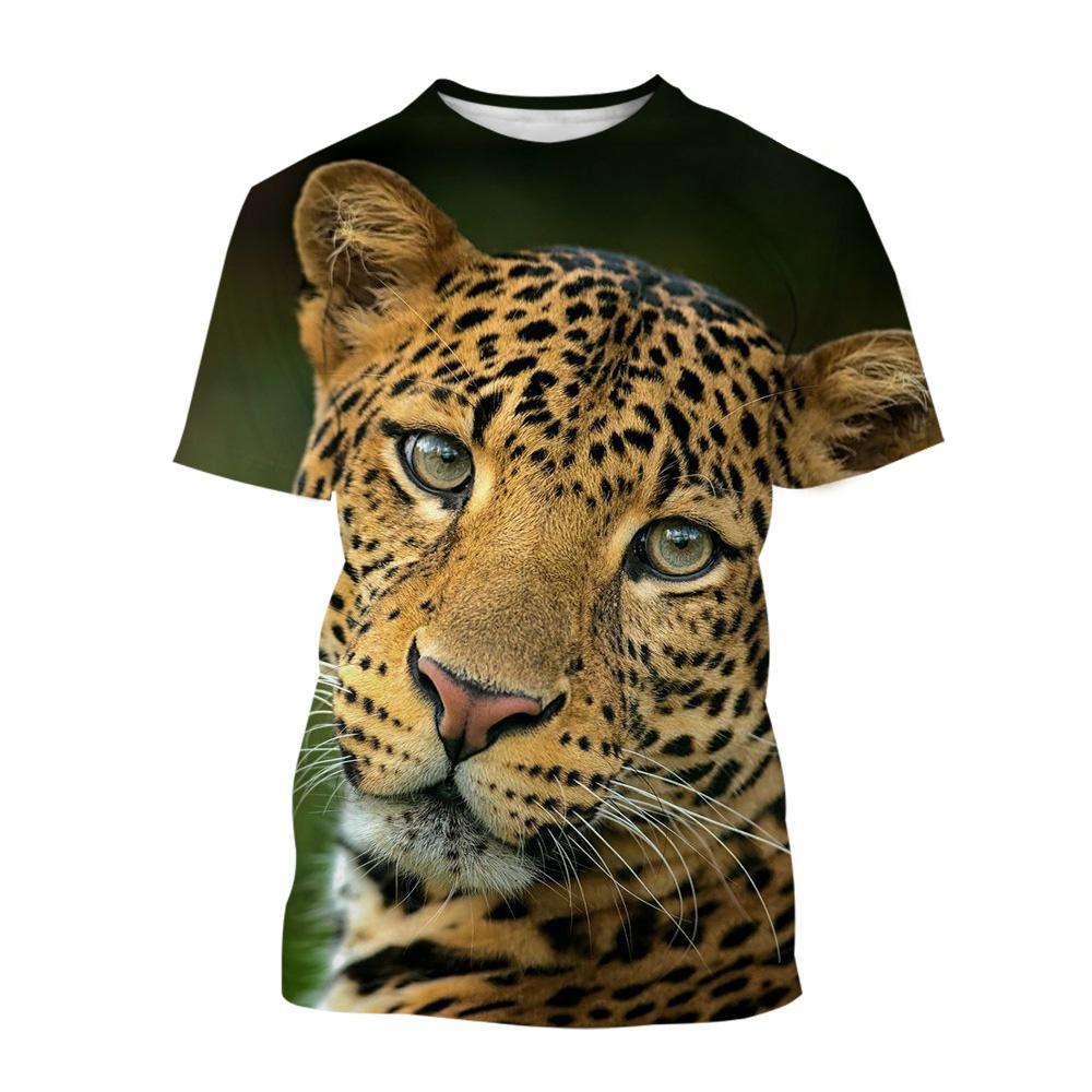 Tricouri Noi cu Imprimeu Leopard Pentru Bărbați și Femei Trend Hip Hop Punk Tricouri Streetwear Oversized Largi Casual cu Gât Rotund Mânecă Scurtă