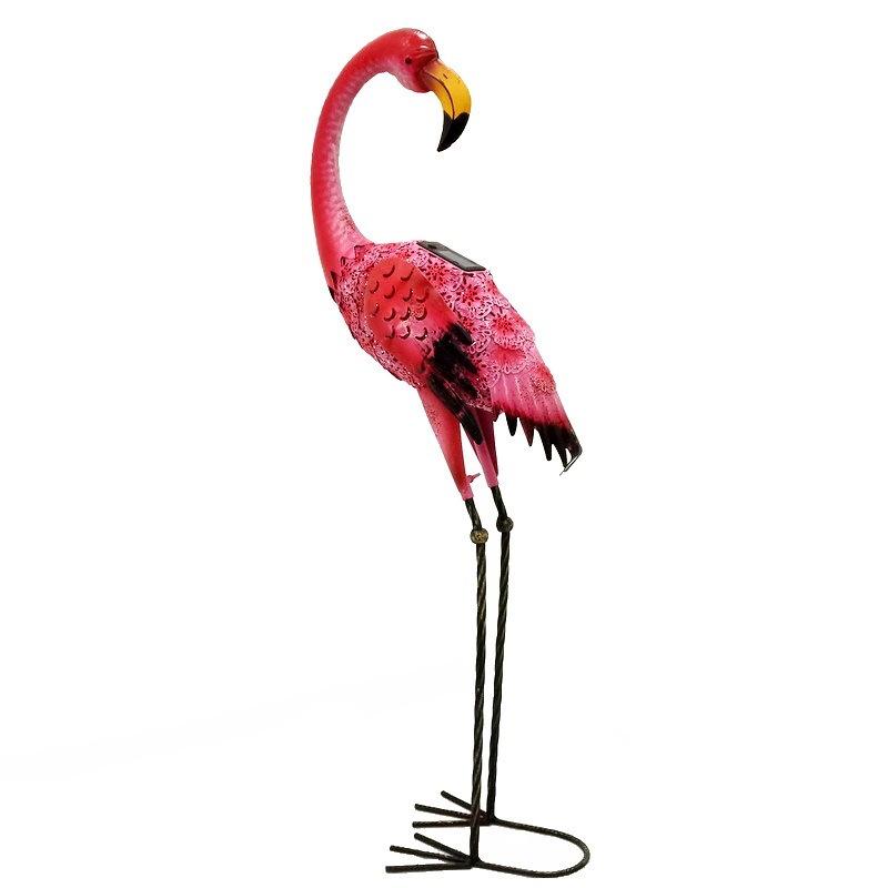 Solar-Powered Wrought Iron Flamingo Garden Ornament