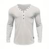 Men's Long Sleeve Henley Top Button Placket V-Neck Slim Fit Casual Daily Shirt