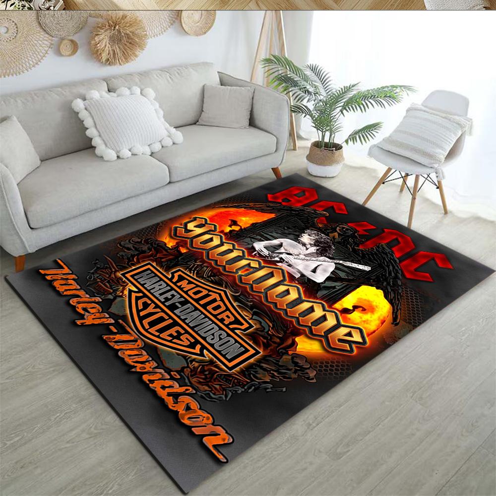 Harley-davidson Motorcycles Customizable Name Floor Mat Suitable for Outdoor Hallway Entryway Kitchen Antislip Carpet Decorate Offices