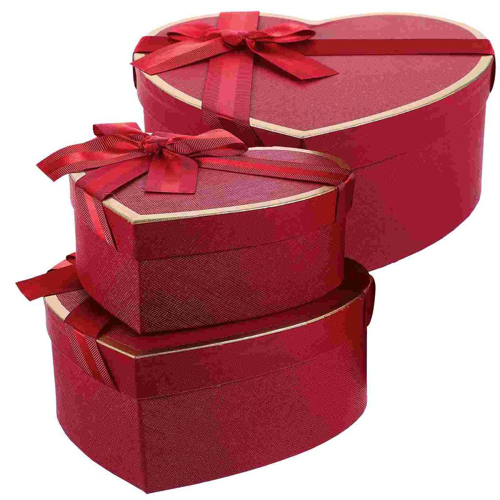 3 Pcs Gift Box Red Boxes with Lids for Present Wrapping Gifts Floral Luxury Perfume