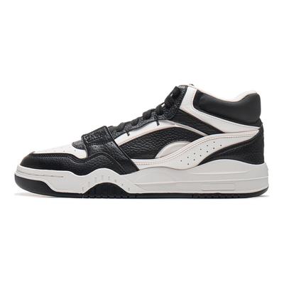 Li Ning Yue Bai Hi Casual Versatile Thick Sole Non-Slip Wear-Resistant Breathable High-Top Skate Shoes Men Sneakers Black White AGCU347-5