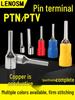 Pin Type Terminal Block/Lug PTN/PTV1.25/2/5.5-10-18, Bare/Pre-insulated Wire Lug.