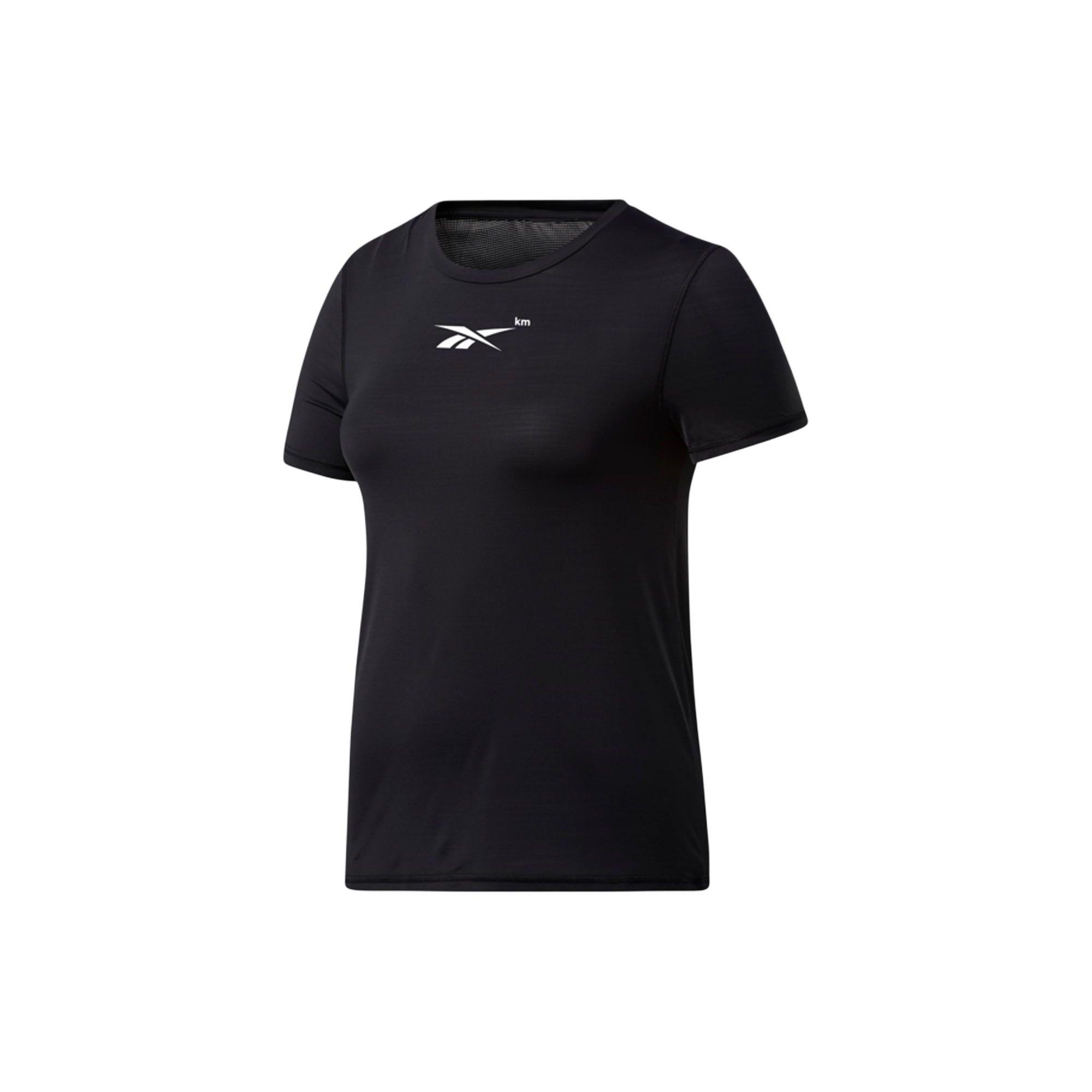 

Reebok Tsr Ss Ac Tee Logo Print Moisture Wicking Round Neck Short Sleeve T-Shirt Women Tops Black GJ6191 S