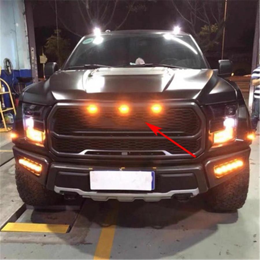 3Pcs LED Light Style Grille Trim For  Raptor For Chevrolet Silverado 1500 16-21