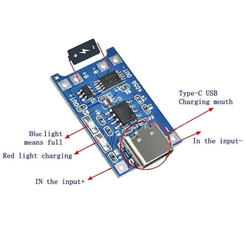 TP4056 5V 1A Type-c USB 18650 Lithium Battery Charging Board Charger Module with Protection Dual Functions