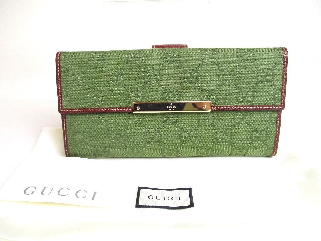 

Автентичний гаманець GUCCI GG Canvas Brown Leather Long Flap #a301
