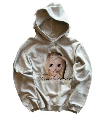Sweat à capuche à capuche imprimé graphique dessin animé classique vintage Y2K pour femme Harajuku Sweat blanc Ambiance gothique mignonne Sweat-shirt surdimensionné