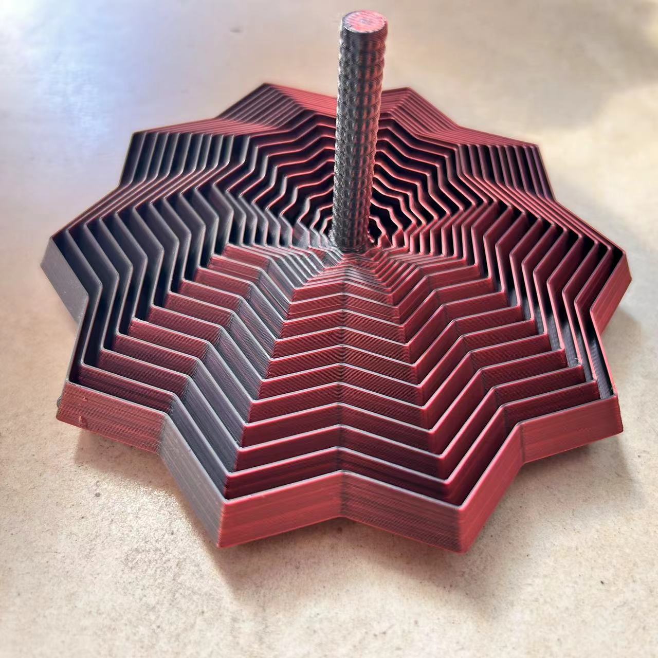 3D Geprint Ster Optische Illusie Vouwpuzzel Speelgoed Veelhoek Radijs Toren Spiraal Stereo Bureaublad Fidget Stressverlichtend Speelgoed Cadeaus donkerrode kleur