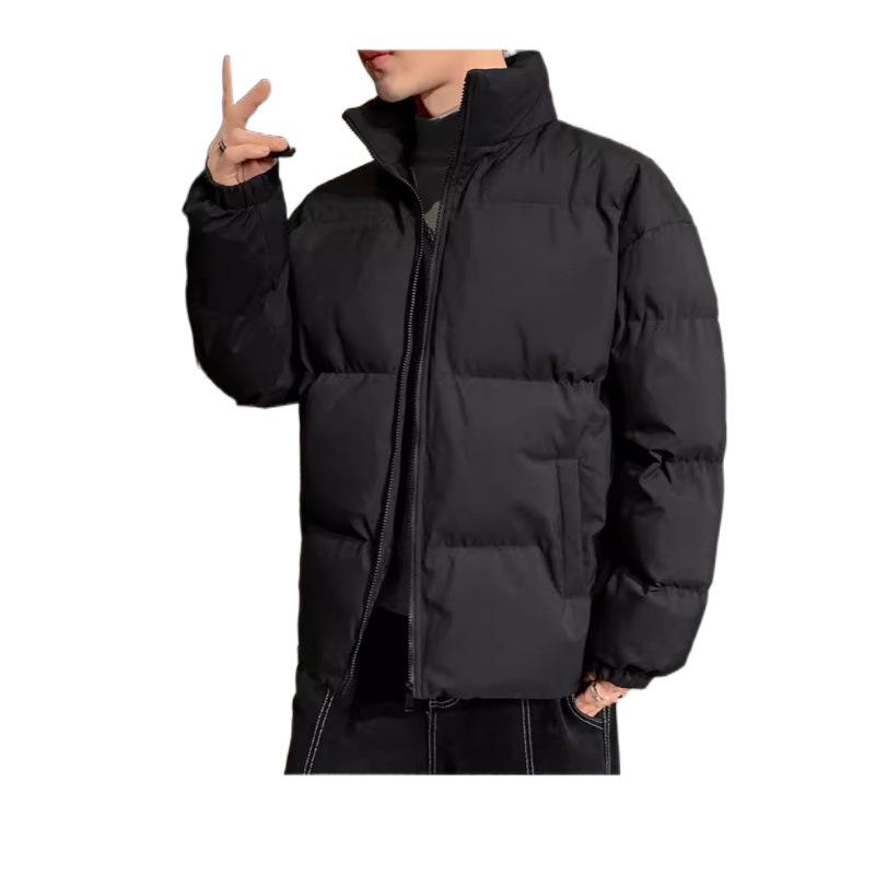 Herren Trendiger Einfarbiger Dicker Baumwoll Stehkragen Mantel