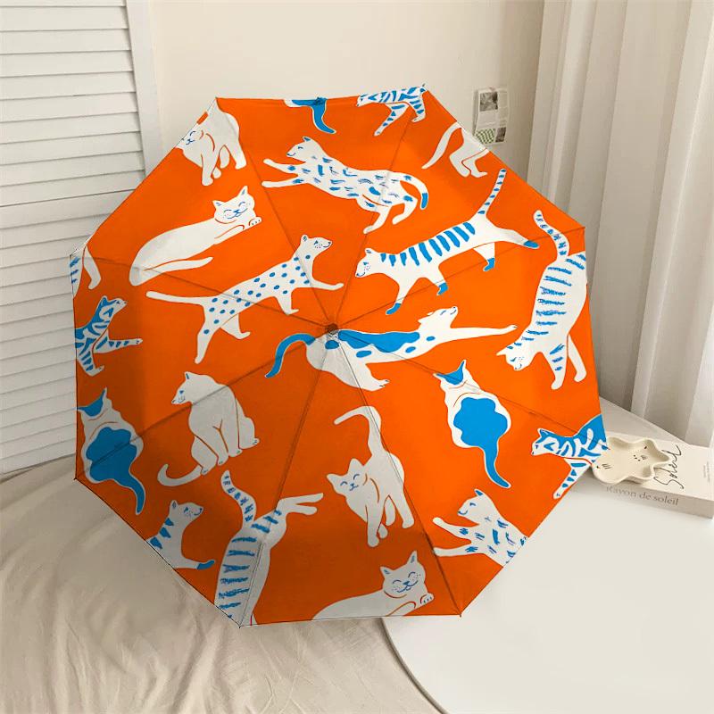 

1PC cat pattern Automatic Open/Close Umbrella with Windproof, 8-Rib Sturdy Canopy, Durable Ribs, Fashionable Design1347A