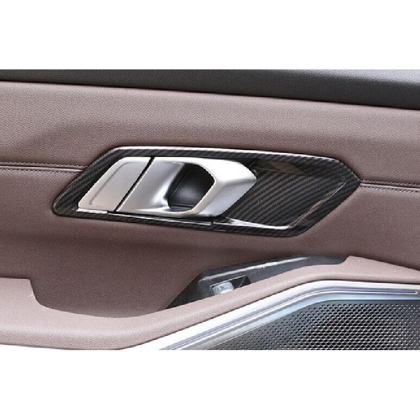 For BMW 3 Series G20 2019-2023 Carbon Fiber Inner Door Handle Bowl Cover Trim