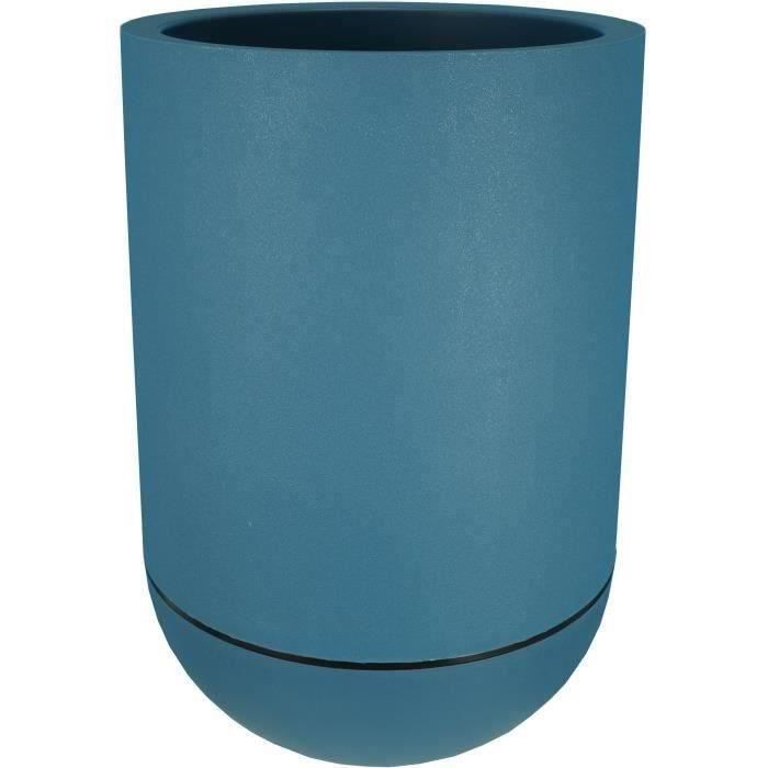 Bac à fleurs rond RIVIERA GRANIT TULIPE - Plastique - Diamètre 40 cm - Blanc